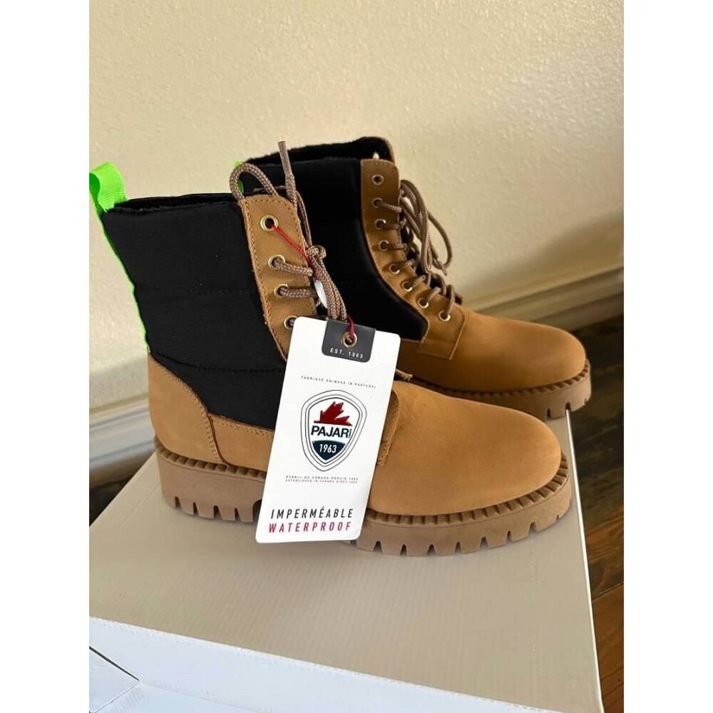 PAJAR WOMEN'S LEATHER KAJ WATERPROOF LACE-UP BOOT TAN/BLACK -SZ 7 & 8- NIB
